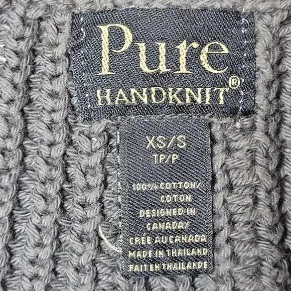 Pure Women's Hand Knit Open Front Cardigan Sweater Dark Gray Size XS - Picture 11 of 12